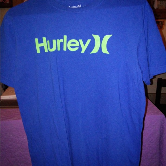 Hurley Shirts Hurley Blue With Neon Green Logo Short Sleeve T Poshmark